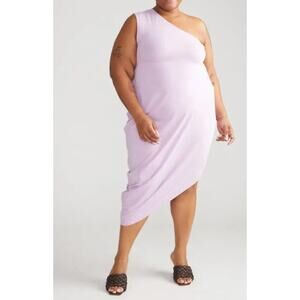 Universal Standard Lilac Geneva Dress Stretch Pima One-Shoulder Medium 18/20